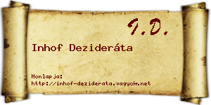 Inhof Dezideráta névjegykártya